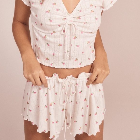 For Love And Lemons Pants - For Love & Lemons Blossom Pointelle Shorts